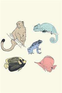 Hand Drawn Tropical Animals - Blank Lined Notebook