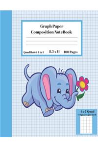 Graph Composition Notebook 4 Squares per inch 4x4 Quad Ruled 4 to 1 / 8.5 x 11 100 Sheets