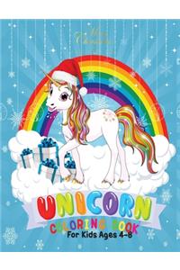 Merry Christmas Unicorn Coloring Book for Kids 4-8