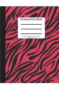Composition Book 100 Sheet/200 Pages 8.5 X 11 In.-Wide Ruled- Red Zebra Pattern