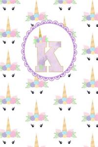 Unicorn Monogram Journal - Letter K