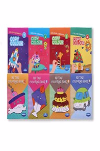 Navneet Colour Carnival and Tiny Colouring Book Combo Pack - Copy Colouring Series- Pack of 8 Books- Travelling Pack- Easy to carry- Youva Crayons- 190+ pages for colouring