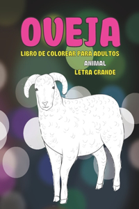 Libro de colorear para adultos - Letra grande - Animal - Oveja