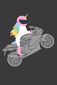 Einhorn fährt Motorrad
