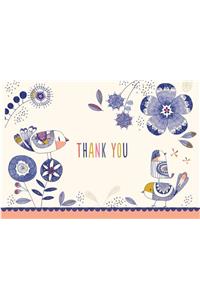 Indigo Birds Boxed Thank You Notes