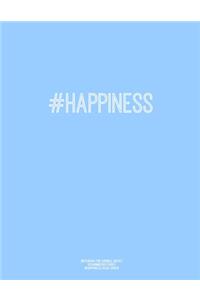Notebook for Cornell Notes, 120 Numbered Pages, #HAPPINESS, Blue Cover