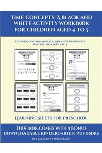 Learning Sheets for Preschool (Time concepts
