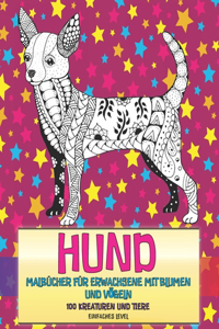 Malbücher für Erwachsene mit Blumen und Vögeln - Einfaches Level - 100 Kreaturen und Tiere - Hund