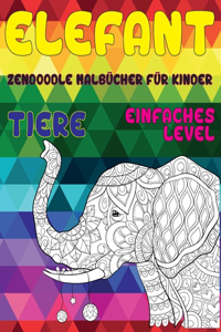 Zendoodle Malbücher für Kinder - Einfaches Level - Tiere - Elefant
