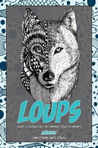 Livres à colorier avec des animaux pour les enfants - Conceptions anti-stress - Animaux - Loups