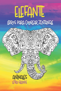 Libros para colorear Zentangle - Letra grande - Animales - Elefante