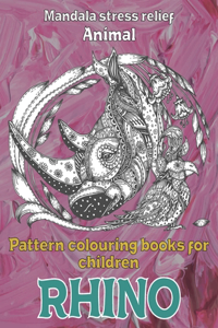 Pattern Colouring Books for Children - Animal - Mandala Stress Relief - Rhino