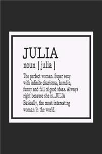 Julia Noun [ Julia ] the Perfect Woman Super Sexy with Infinite Charisma, Funny and Full of Good Ideas. Always Right Because She Is... Julia