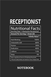 Nutritional Facts Receptionist Awesome Notebook