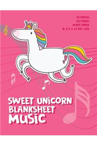 Sweet Unicorn Blank Sheet Music Notebook