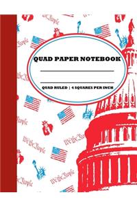 Quad Paper Notebook. Quad Ruled-4 Squares Per Inch