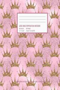 Pink & Gold Crowns Composition Notebook: Wide-Ruled, 100 Page, Lined, 7.5 in X 9.25 in (19.05 X 23.495 CM)