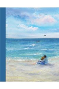 Sketch Journal: Couple on the Beach 8x10 - Pages Are Lightly Lined with Extra Wide Right Margins for Sketching, Drawing, and Writing