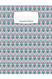 Composition Notebook: Rose Teal Triangles Wide Ruled Notebook
