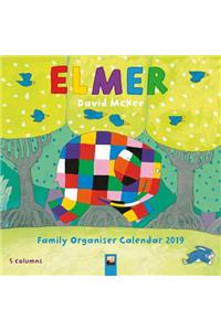 Elmer Family Organiser Wall Calendar 2019 (Art Calendar)