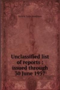 Unclassified list of reports