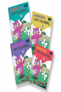 Landscape Copy Coloring Book For Kids With 64 Pages (Set of 4)- Fun, Educational , Colorful Imagery , Engaging Activities Drawing Books For Kids. Suitable For All Age Groups