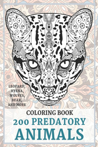 200 Predatory Animals - Coloring Book - Leopard, Hyena, Wolves, Bear, and more