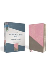 Niv, Personal Size Bible, Large Print, Leathersoft, Pink/Gray, Red Letter Edition, Comfort Print