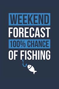 Fishing Notebook 'Weekend Forecast 100% Chance of Fishing' - Funny Gift for Fisherman - Fishing Journal