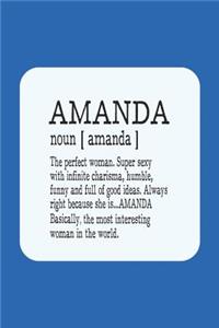 Amanda Noun [ Amanda ] the Perfect Woman Super Sexy with Infinite Charisma, Humble, Funny and Full of Good Ideas. Always Right Because She Is... Amanda