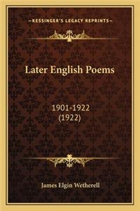 Later English Poems