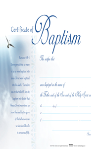Certificate of Baptism - Flat with Clouds (Package of 6)