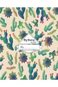 My Note My Idea: 8 x 10, 110 pages: A Green Cactus