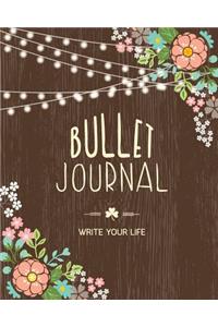 Bullet Journal Dot Grid for 90 Days, Numbered Pages Quarterly Journal Diary, Night Front Yard Garden with Blooming Flower