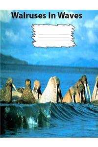 Walruses In Waves College ruled line paper Composition Book
