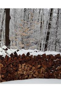 Winter School Composition Book Woodpile Trees Snowstorm 130 Pages