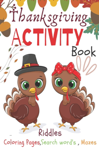 Thanksgiving Activity Book