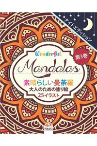 Wonderful Mandalas 3 - 素晴らしいマンダラ - ナイトエディション - 大人の塗り絵