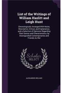 List of the Writings of William Hazlitt and Leigh Hunt