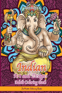 Indian Art and Designs Adult Coloring Book Travel Size