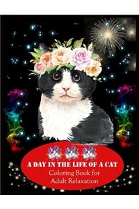 DAY IN THE LIFE OF A CAT Coloring Book for Adult Relaxation