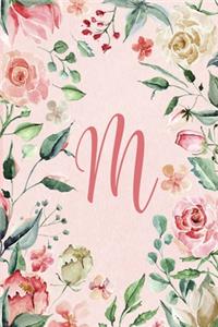 2020 Weekly Planner - Letter M - Pink Green Floral Design
