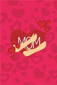 Love Mom Notebook, Blank Write-in Journal, Dotted Lines, Wide Ruled, Medium (A5) 6 x 9 In (Pink)