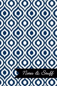 Notes & Stuff Lined Notebook With Navy Blue Ikat Pattern Cover