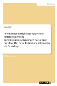 Wie können Shareholder-Values und unternehmerische Investitionsentscheidungen beeinflusst werden? Die Neue Institutionenökonomik als Grundlage