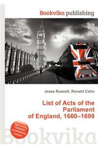 List of Acts of the Parliament of England, 1660-1699