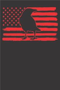 Notebook: College Ruled 6x9 120 Pages Crow Patriotic Bird 4th Of July USA Flag