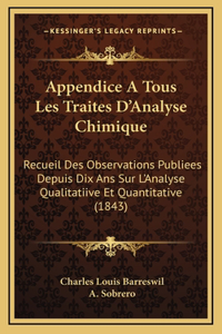 Appendice A Tous Les Traites D'Analyse Chimique