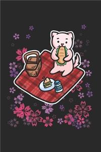 Picnic Flower Cat Notebook: Graph Paper Journal 6x9 - 120 Pages