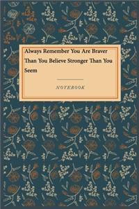 Always Remember You Are Braver Than You Believe Stronger Than You Seem
